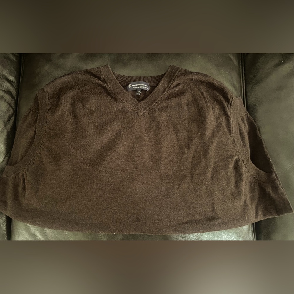 Nearly new, Brown, light merino wool Hart Schaffner Marx, sweater vest.